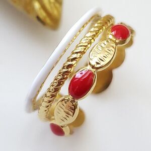 New! FP Red White Gold Cuff Ring